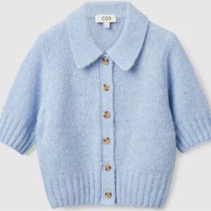 COS Alpaca Wool Short Sleeve Blue Cardigan